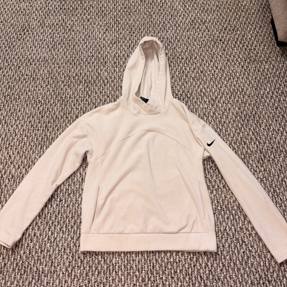 Nike Women's Cream Hooded Sweatshirt with Subtle Swoosh